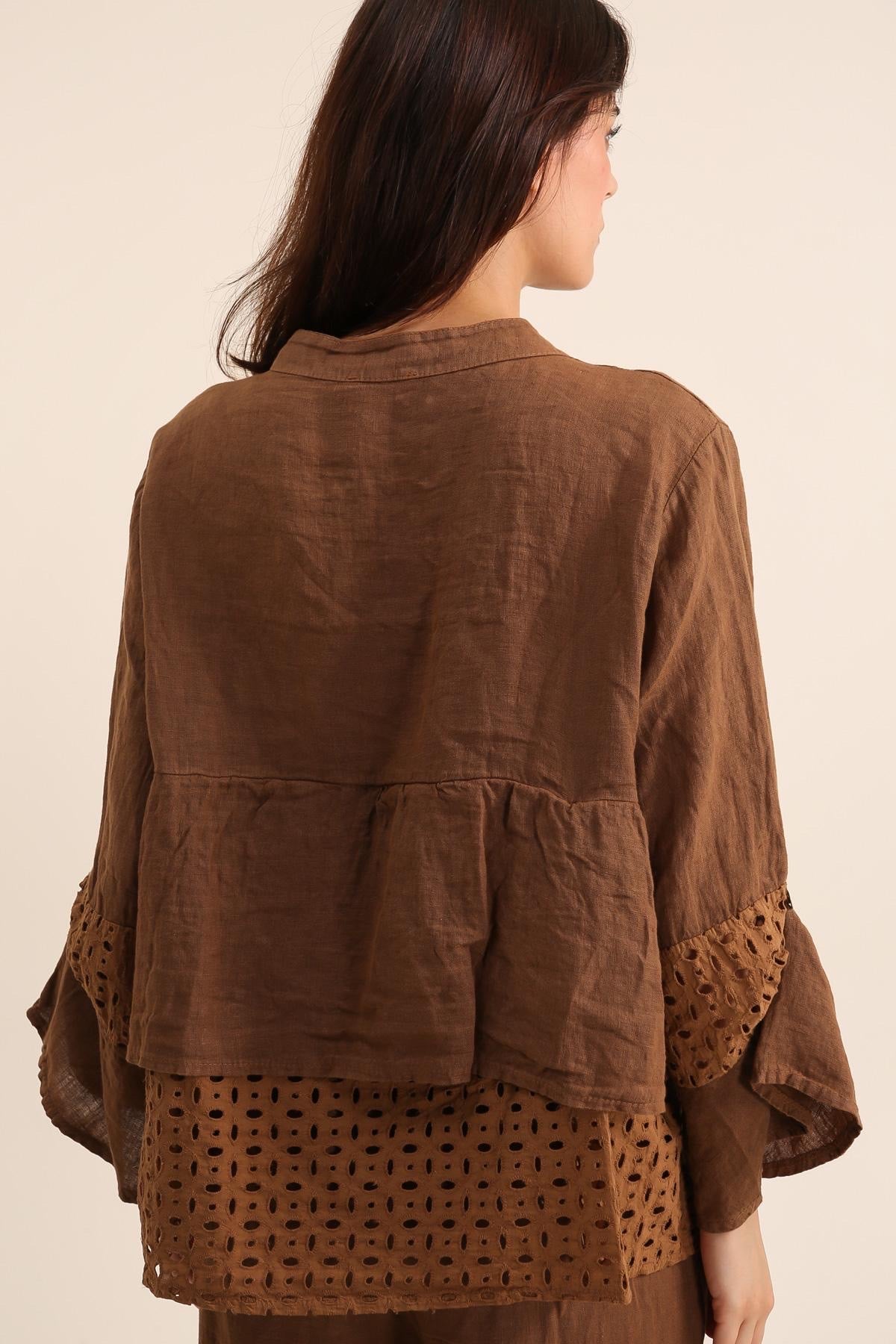 Chemise femme avec Détails Ajourés - 100% Lin