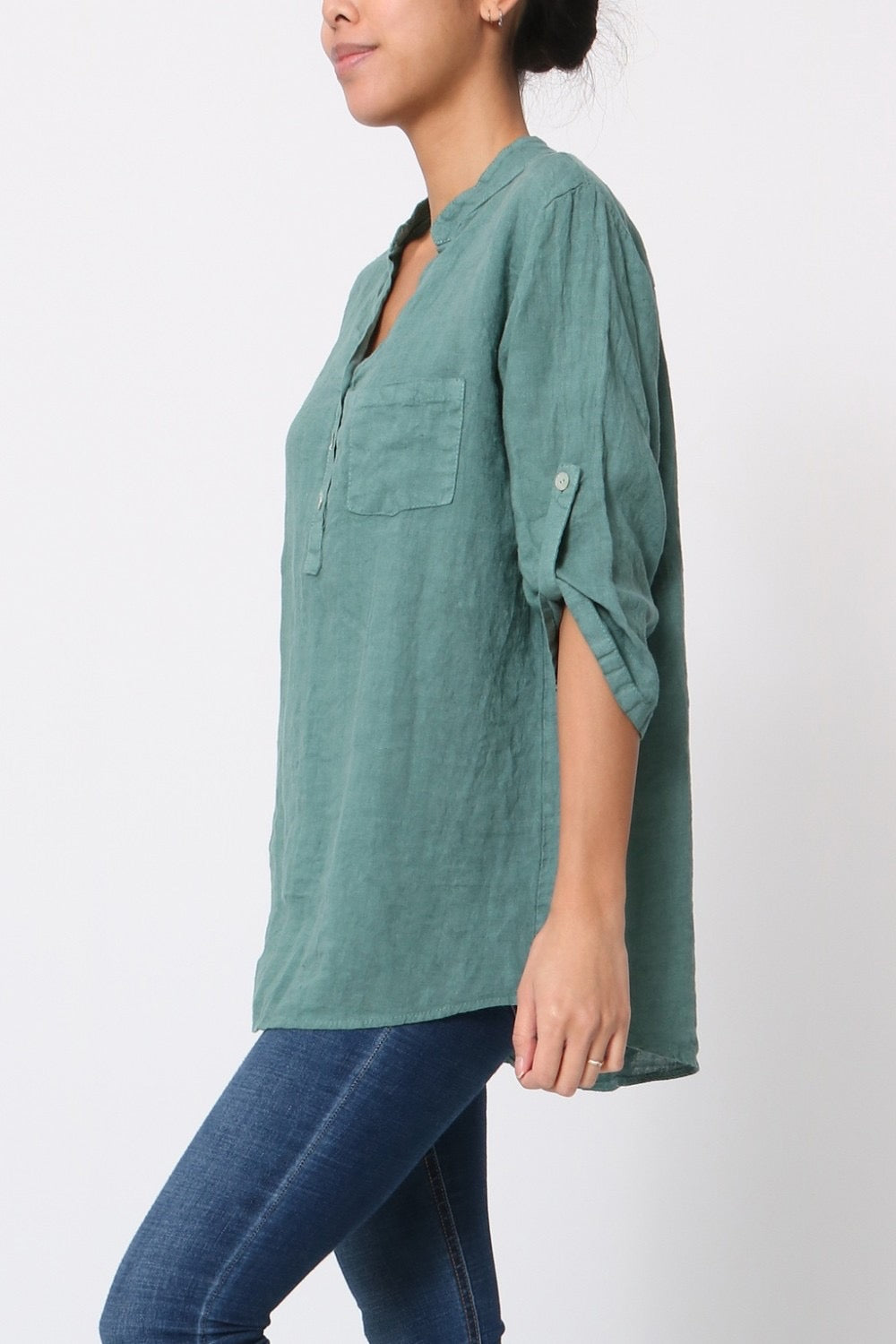 Blouse femme avec col mao - 100% Lin