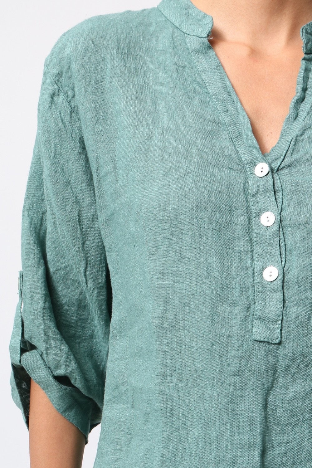 Blouse femme avec col mao - 100% Lin