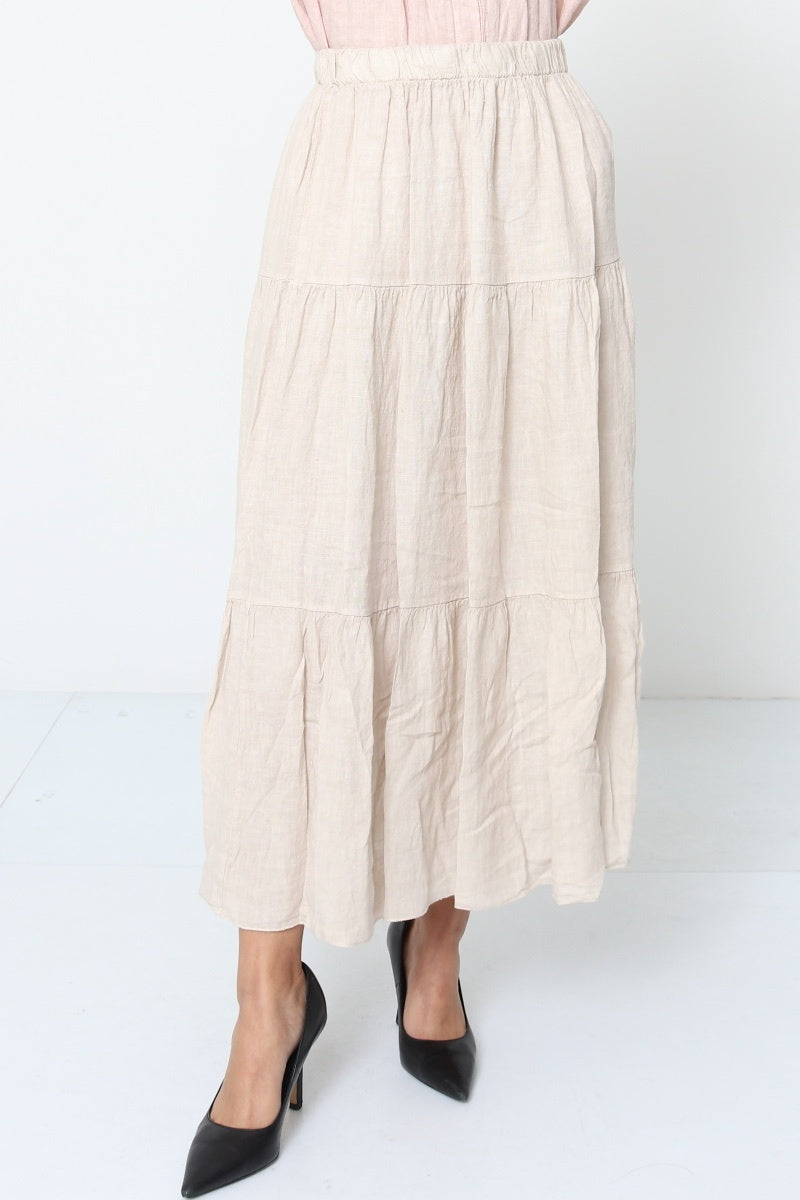Jupe midi à volants - 100% Lin