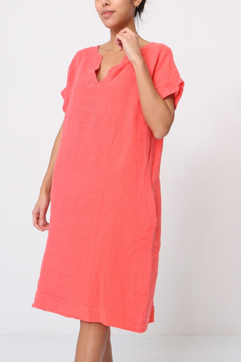 Robe en col V - 100% Lin