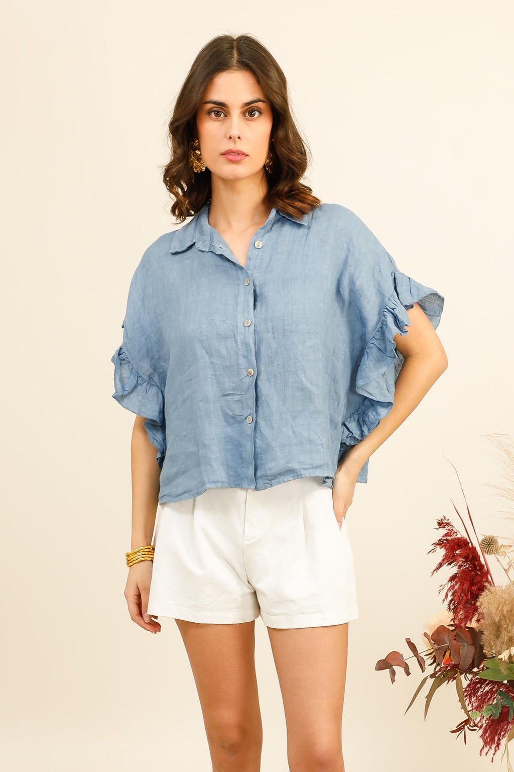 Chemise femme Volantée - 100% Lin