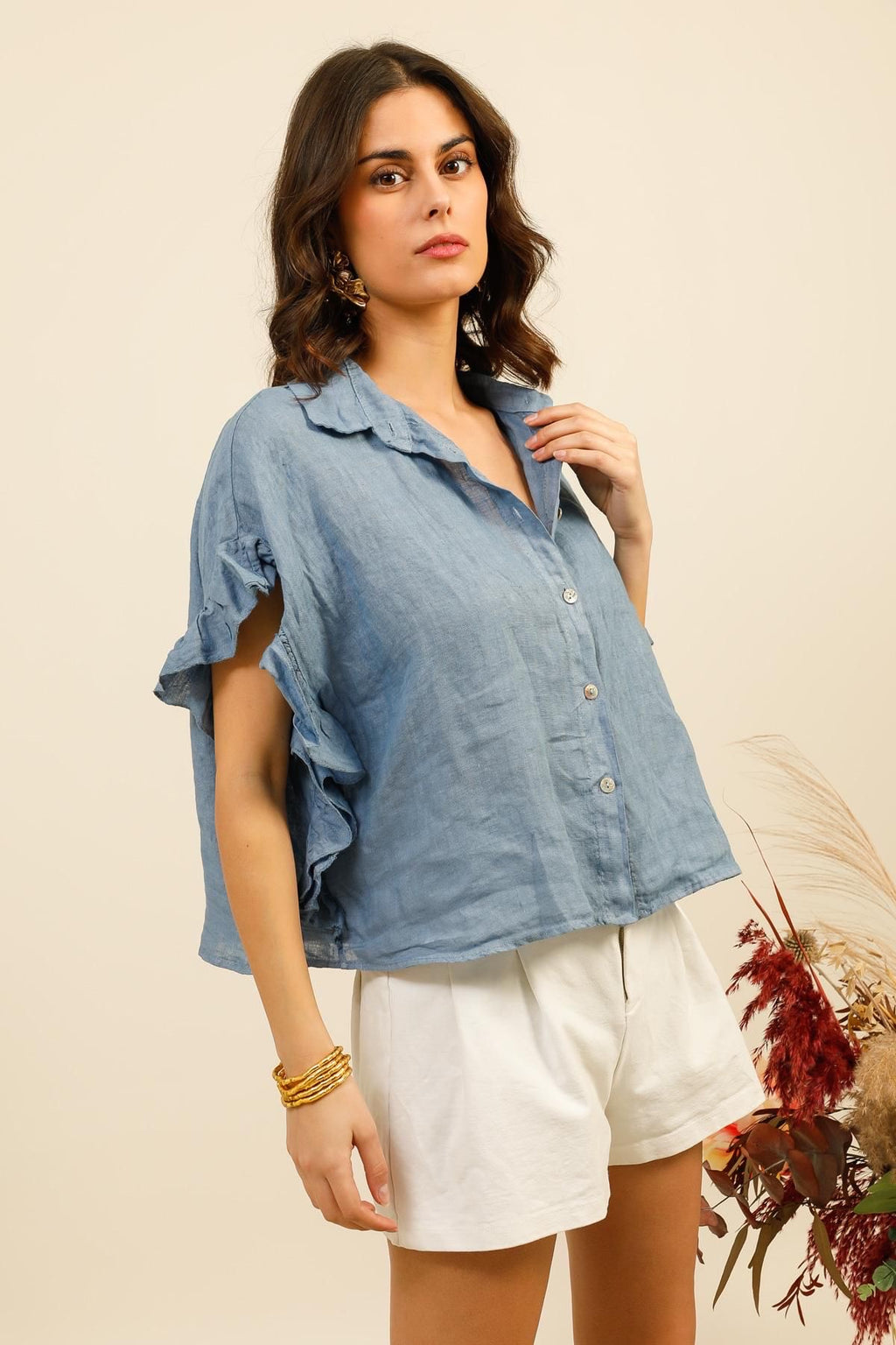 Chemise femme Volantée - 100% Lin