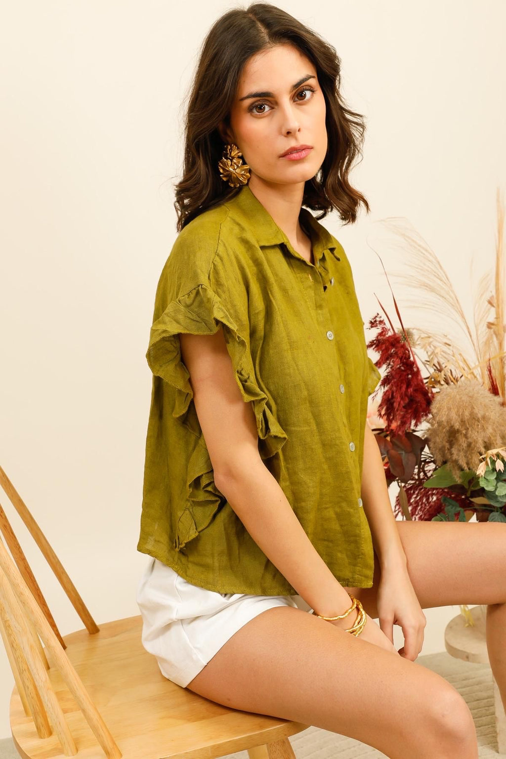 Chemise femme Volantée - 100% Lin